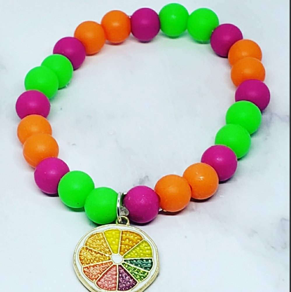 Orange slice kids beaded bracelet